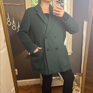 Madewell Everest Green Peacoat Double-Breasted Winter Jacket